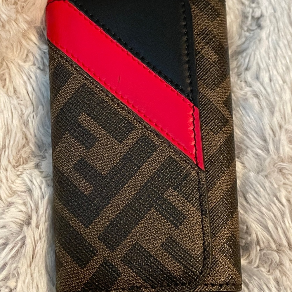Fendi Brown Zucca Leather and Canvas Key Case